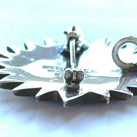 VTG Carlos Mexico 925 Sterling Blue Stone Smiley Face Sunray Brooch Pin - Picture 4 of 4